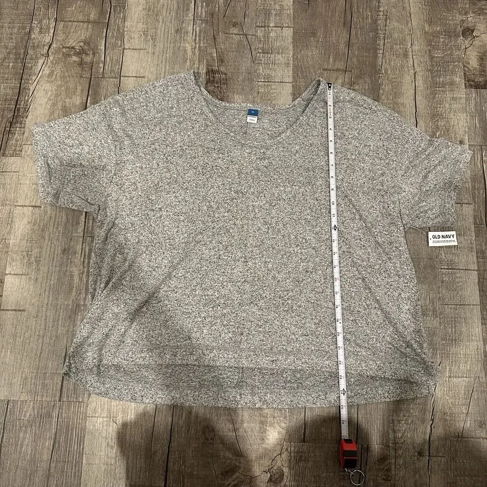 Old Navy Womens Plus Size 2X Short Sleeve Plush‎ Crop Top Grey Heather - Picture 3 of 7